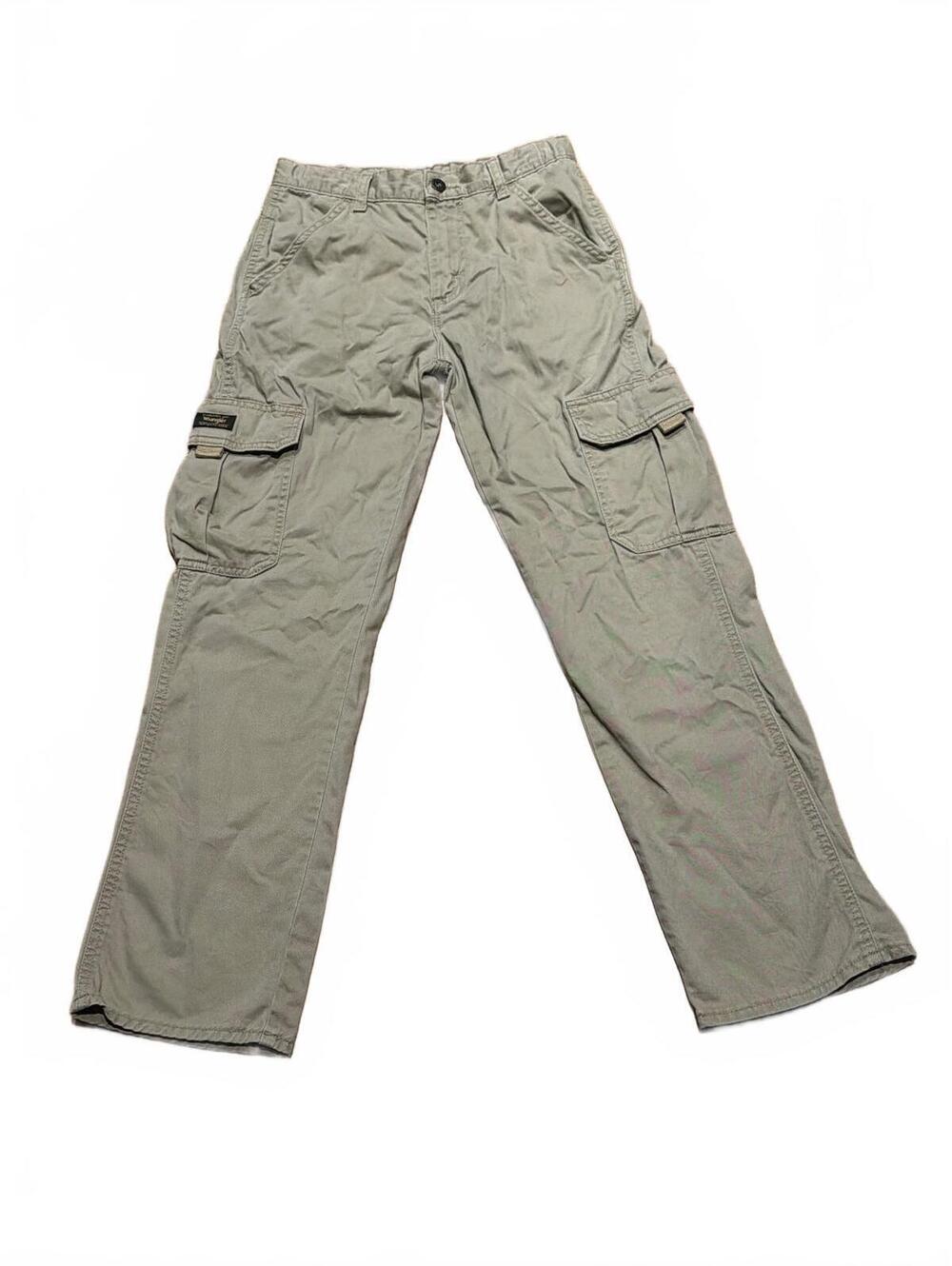 Wrangler Boys 14 Slim Cargo Pants Khaki Pockets Straight Leg 100% Cotton Casual